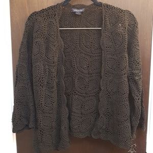 scalloped black cotton lace cardigan Magaschoni XL